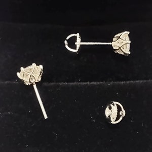 1ct/2ct Certified Moissanite Diamond Stud Earrings in Silver w/Plated 18k Gold Screw Backings