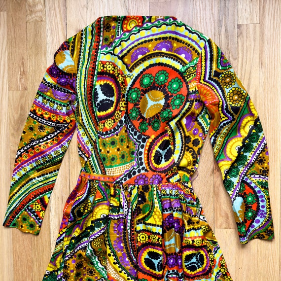 70s Psychedelic Maxi Long Sleeve Dress - image 2