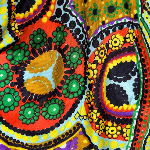 70s Psychedelic Maxi Long Sleeve Dress - image 3