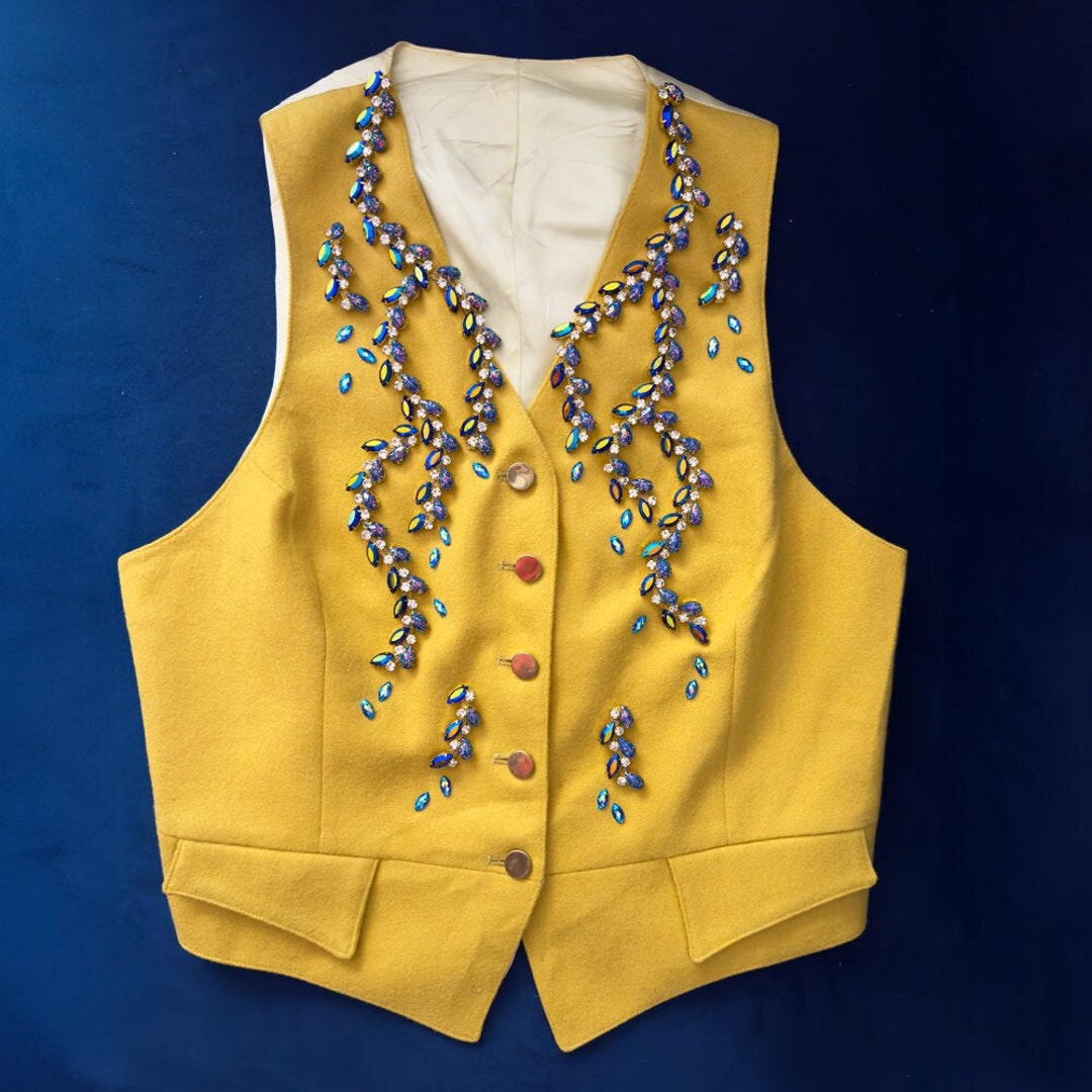 Yellow Ridding Top Upcycled Teardrop Sparkle Mustard Yellow Riding Vest - Etsy