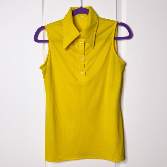 70s Yellow Dagger Collar Blouse - image 1