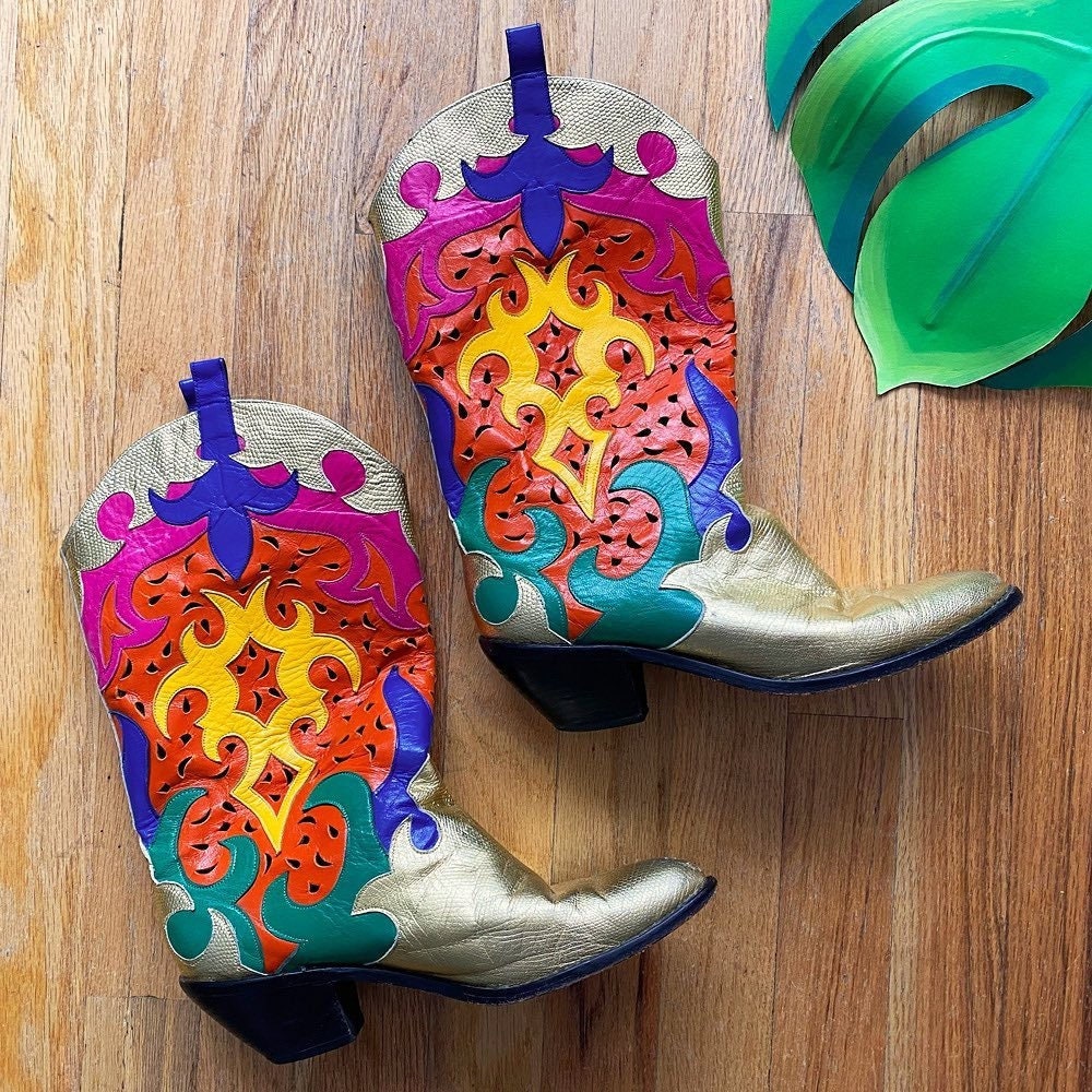 Painted cowboy boots - Etsy België