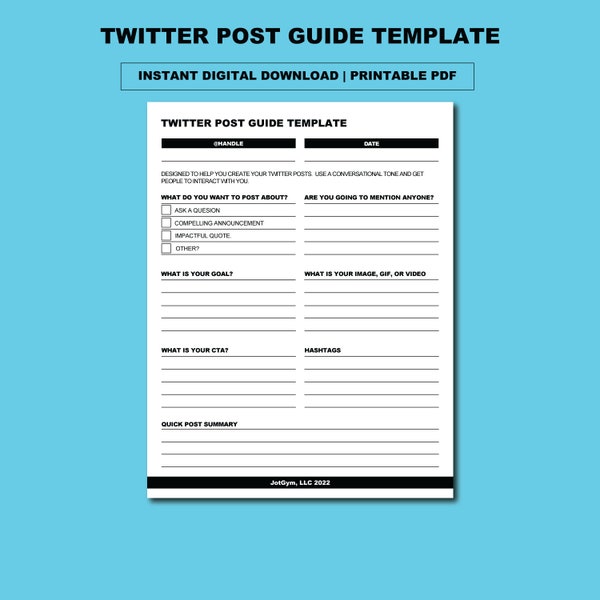 The Best Daily Twitter Post Guide Template | Printable | PDF