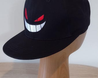Pokemon Gengar Shadow Hat Embroidered Cap, Black with Purple Lining, Limited Stock