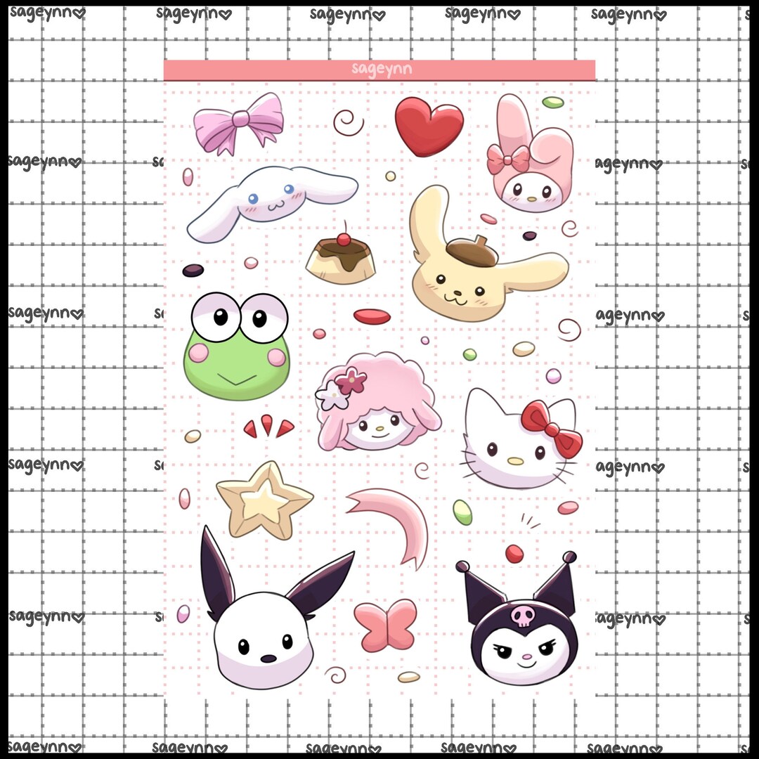 Sanrio Inspired Sticker Sheet - Etsy