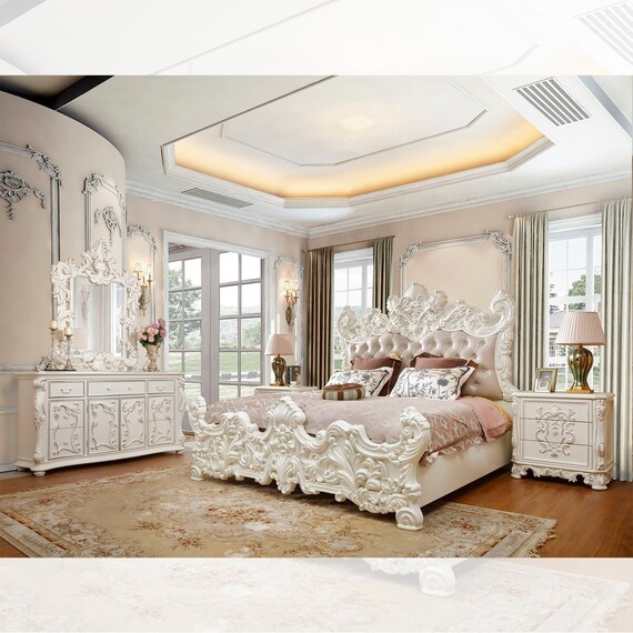 HD8008 5 Piece Ivory Bedroom Set Etsy