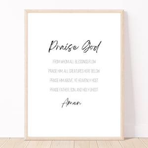 Doxology Minimalist Print | Instant Digital Download | Doxology Lyrics Wall Art | Praise God From Whom All Blessings Flow | Christian Art
