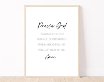 Doxology Minimalist Print | Instant Digital Download | Doxology Lyrics Wall Art | Praise God From Whom All Blessings Flow | Christian Art