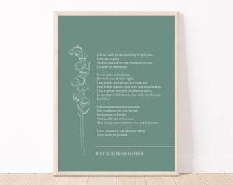 Dietrich Bonhoeffer Morning Prayer | Dietrich Bonhoeffer Quote | Bonhoeffer Wall Art | Christian Wall Printable | Farmhouse Bonhoeffer Quote