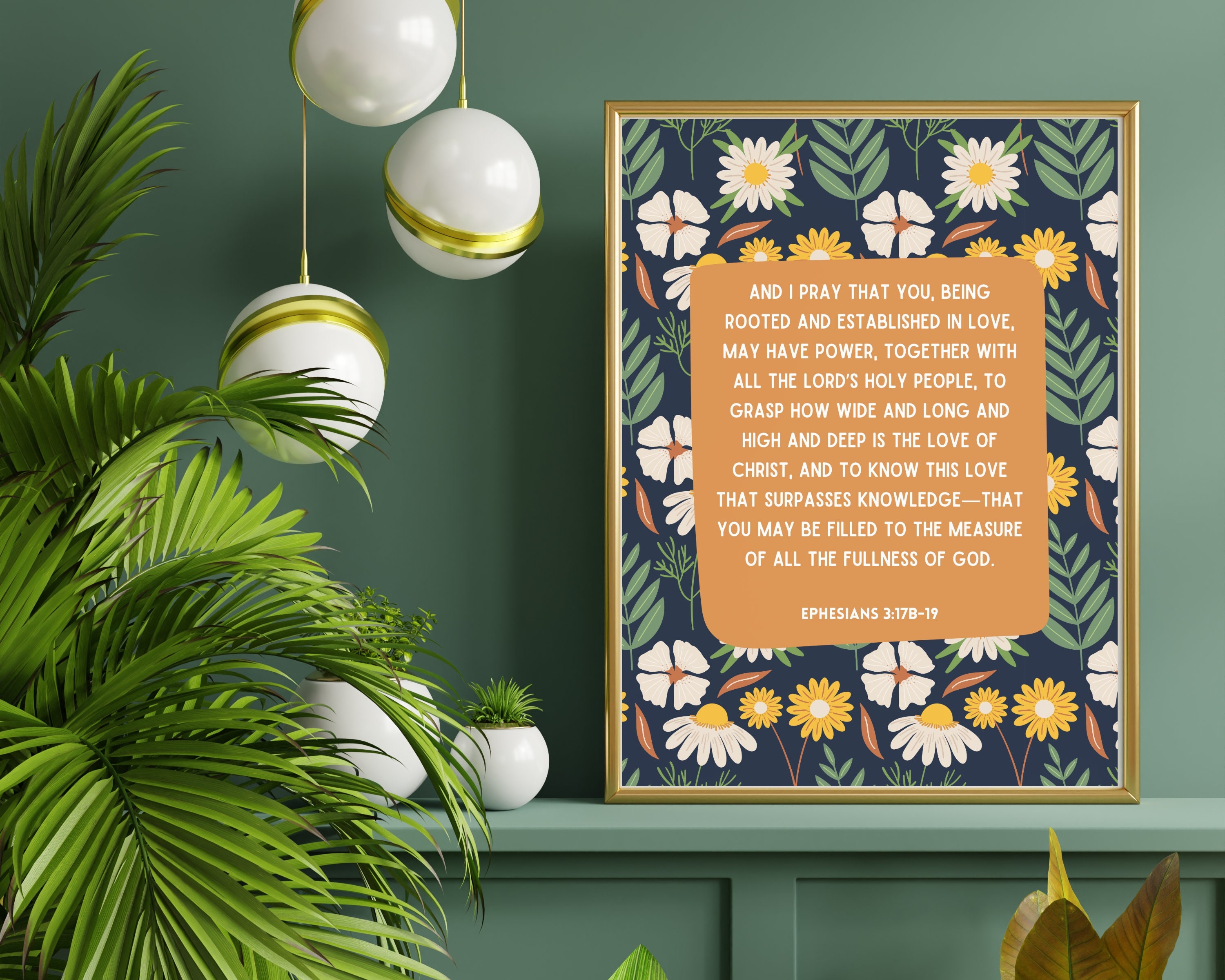 Ephesians 3:17-19 | Retro Scripture Wall Art | Instant Download ...