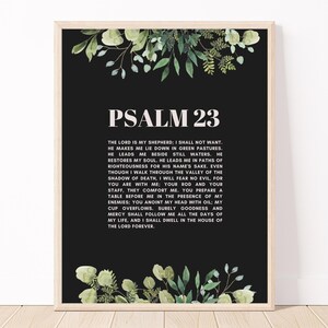 Psalm 23 Printable Wall Art | Psalm 23 with Floral Design | Bible Verse Wall Art | Modern Bible Verse Print