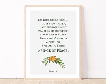 Isaiah 9:6 Printable |  Christmas Card Printable | For to us a child is born, to us a son is given