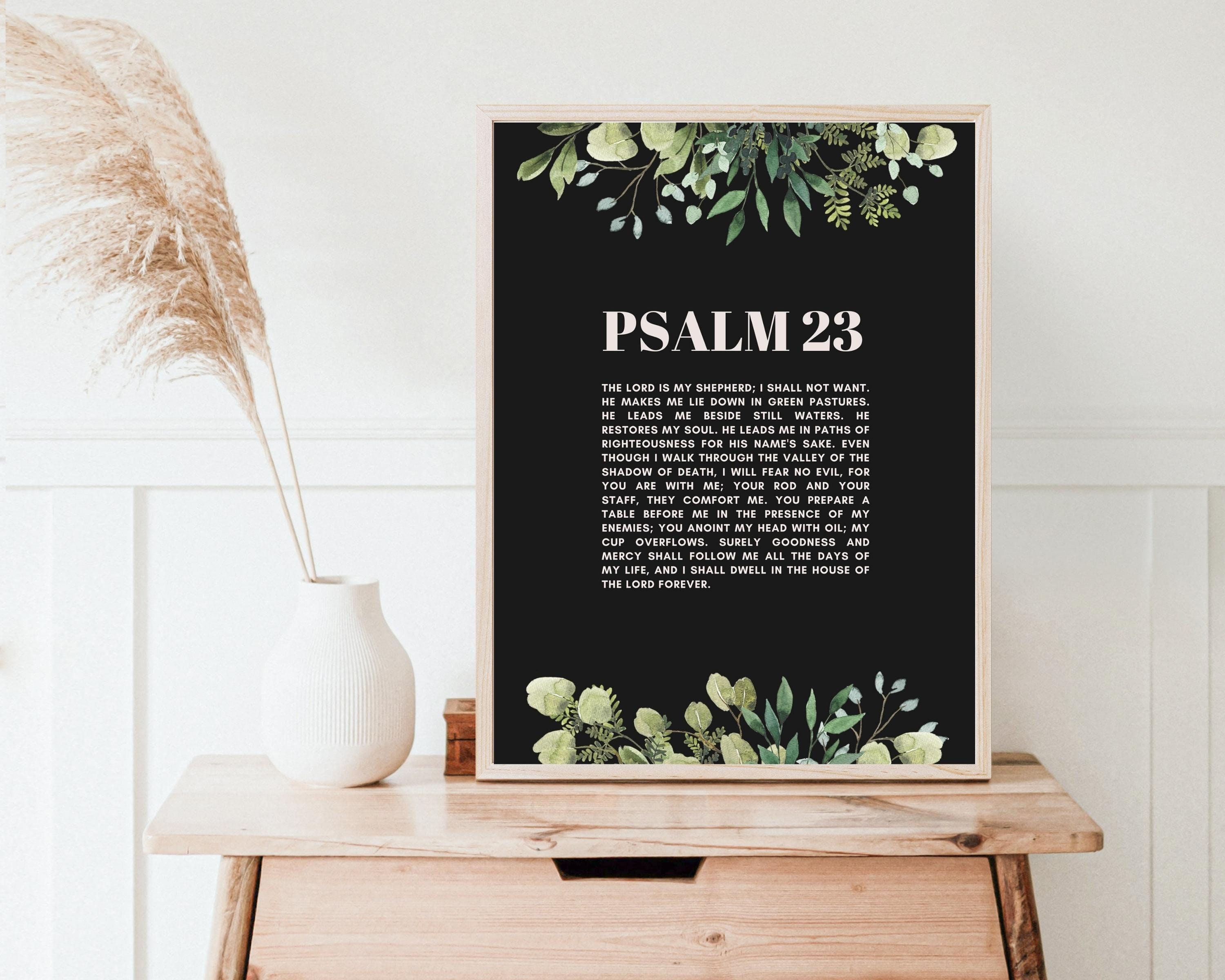 Psalm 23 Printable Wall Art | Psalm 23 With Floral Design | Bible Verse ...