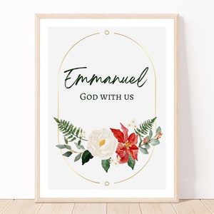 Emmanuel God With Us Afdrukbare | Chritmas Printables | Kerstkaarten en decor