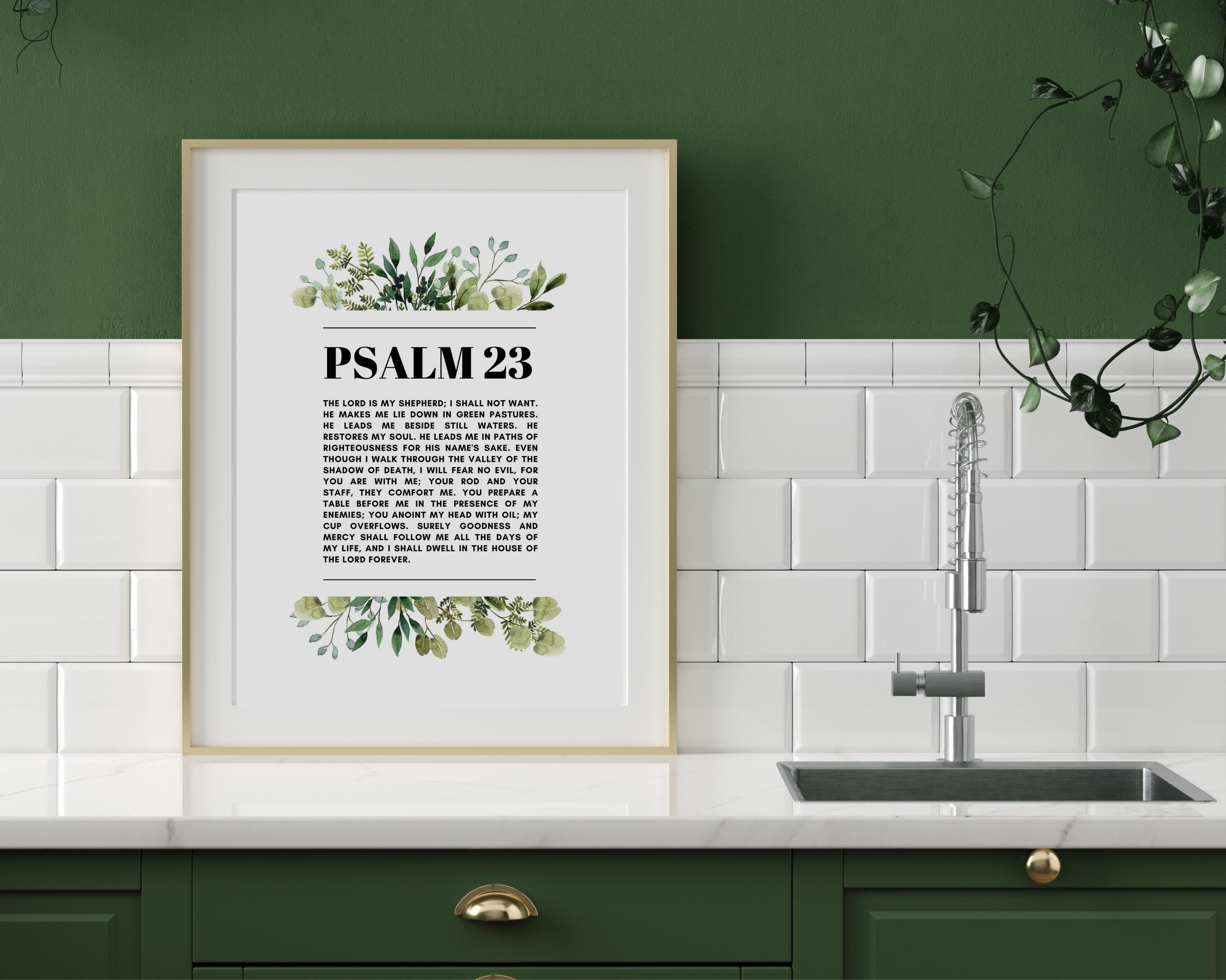Psalm 23 Printable Wall Art | Psalm 23 With Floral Design | Bible Verse ...
