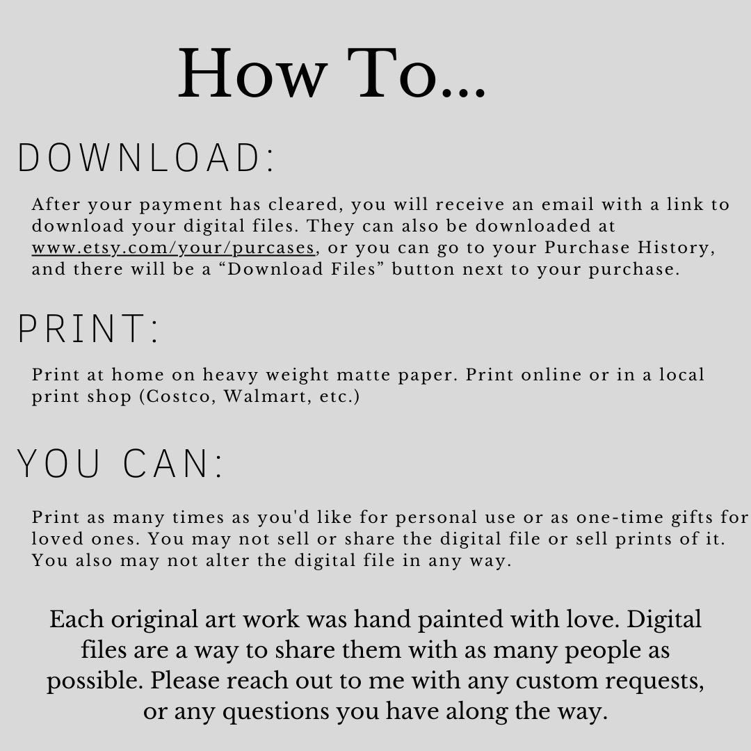 PRINTABLE GREETING CARDS, 3.5x5, 5x7, Set of 5, Watercolor Floral ...