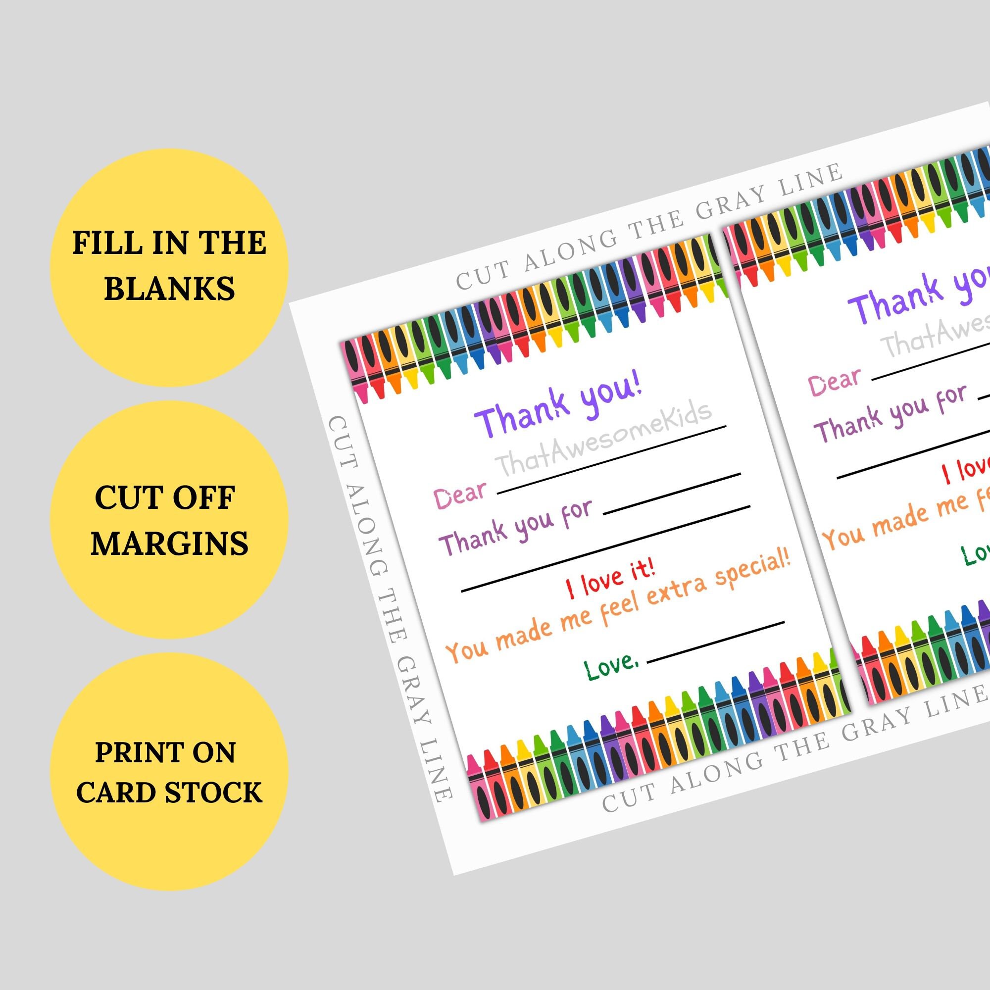 Printable Thank You Cards for Kids Fill in the Blanks - Etsy