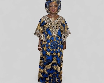 African free size Ankara Bubu gown with matching Autogele