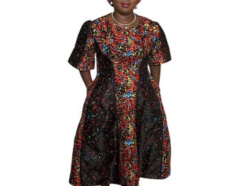 African Ankara gown with matching Autogele