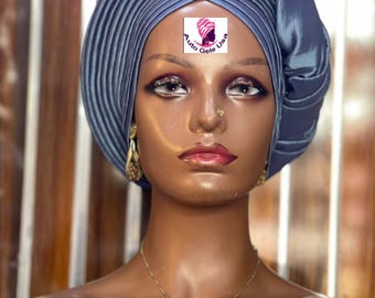 Gray color turban gele hat