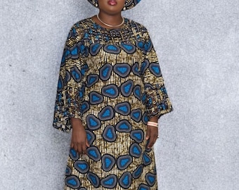 African Ankara gown with matching Autogele