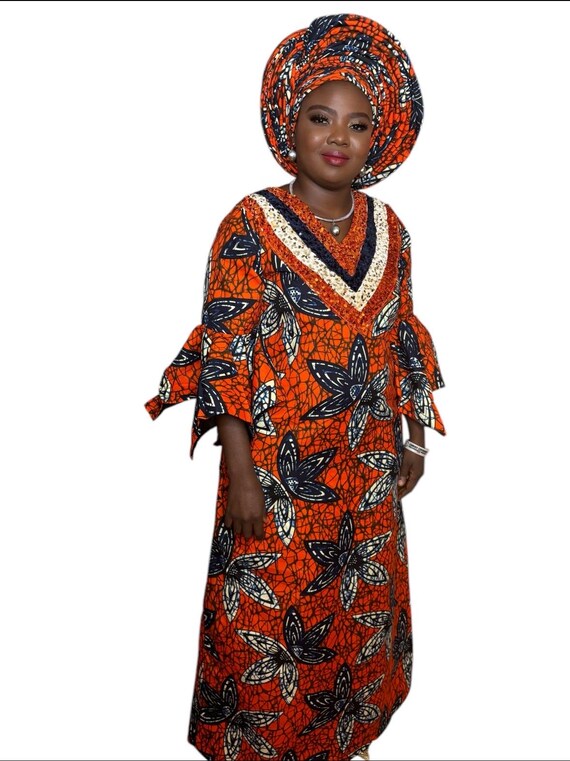 African Ankara Gown With Matching Autogele - Etsy Israel display picture 2
