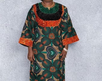 African Ankara gown with matching Autogele
