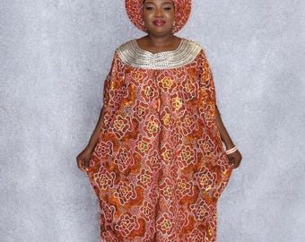 African lace free size Bubu gown with matching Autogele