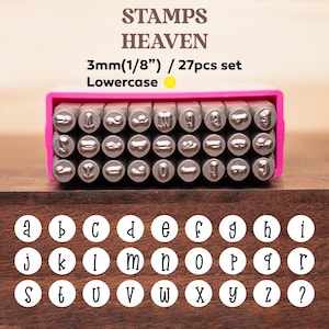 Sello de metal en minúsculas de 3 mm, sello de diseño de metal, herramientas de perforación para estampar metal, suministros para bricolaje estampado a mano, fabricación de joyas, juego de fuentes elegantes
