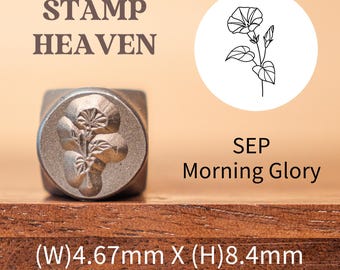 Sello metálico "Septiembre Morning Glory": Herramienta de diseño de joyería (8,4 mm)