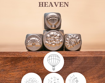 Vintage Sunrise Metallstempel-Set: Sonnenschein, Stern, Mond, Galaxie (8 MM)