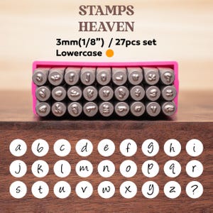 Sello de metal en minúsculas de 3 mm, sello de diseño de metal, herramientas de perforación para estampar metal, suministros para bricolaje estampado a mano, fabricación de joyas, juego de fuentes elegantes