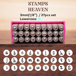 Sello de metal en minúsculas de 3 mm, sello de diseño de metal, herramientas de perforación para estampar metal, suministros para bricolaje estampado a mano, fabricación de joyas, juego de fuentes elegantes