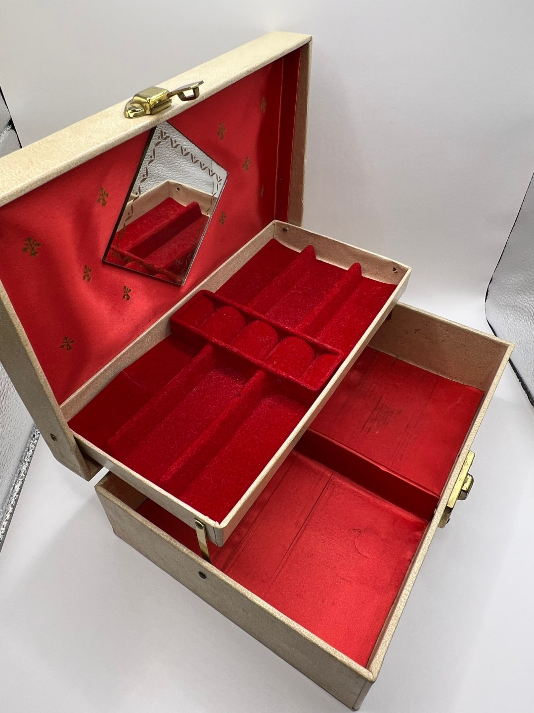 Tiered Jewelry Box Ivory Cream Vintage 1950s Jewelry Chest Etsy