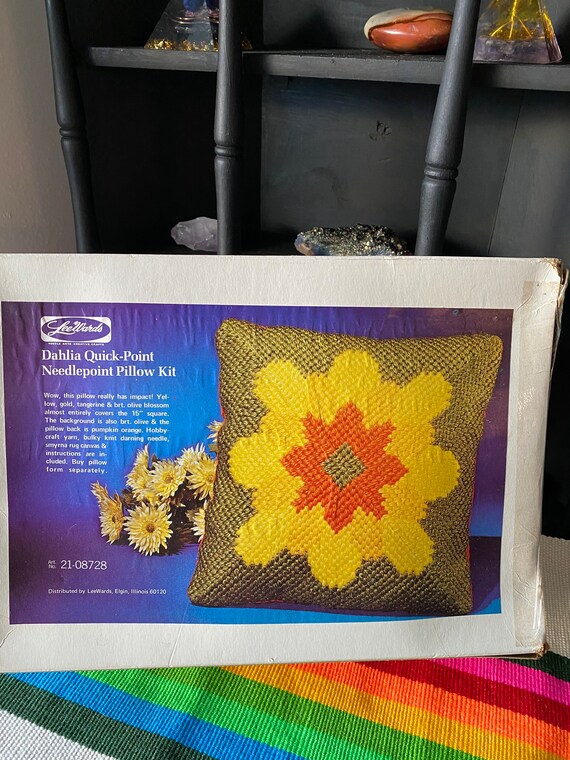 Vintage Dahlia Quickpoint Needlepoint Pillow Kit / Plastic Etsy