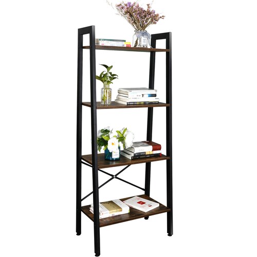 Ladder Shelf deals 4 Tiers Stand Storage Rack Bookcase Wall Display