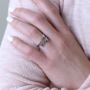 PRAY Script Sterling Silver Cross Ring