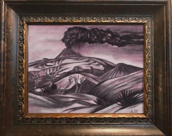 Dr. ATL. 1944 "Volcano" Original Graphite Drawing. Gallery COA