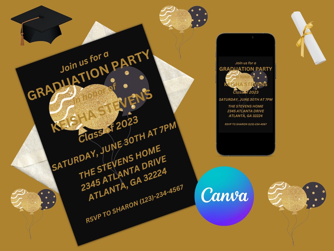 Graduation Party Invitation Template, Printable Graduation Party