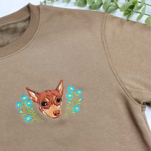Custom Dog Hoodie Embroidered Dog Portrait,Personalized Pet Face and Pet name Sweatshirt,Custom gift,Varsity Sweatshirt,Gifts for Dog Lovers
