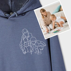 Portrait Photo Unique Gift For Mom Embroidered Hoodie,Personalized Line Art Sweatshirt,Portrait Sweatshirt,Funny Mom Shirt,Mother's Day Gift
