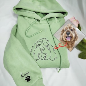 Custom Embroidered Dog Hoodie, Personalized One-line Pet Sweatshirt, Dog Mom Sweater, Unisex Embroidered Hoodie, Custom Gifts For Dog Owners