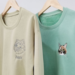Pet embroidered sweatshirt, custom embroidered pet portrait clothing, Custom pet Hoodie, Outline Embroidered Sweatshirt, Portrait sweatshirt