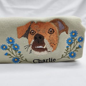 Custom Dog Portrait Embroidered Sweatshirt,Custom Pet Hoodie, Personalized Pet Face and Pet name Sweatshirt,Custom Christmas Gift