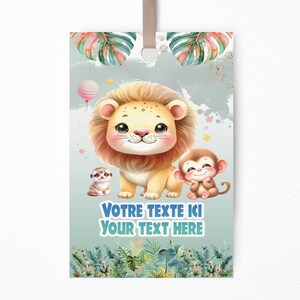 Étiquettes Cadeaux Jungle à Personnaliser | Étiquettes Safari à Imprimer | Texte Modifiable Baby Shower ou Anniversaire