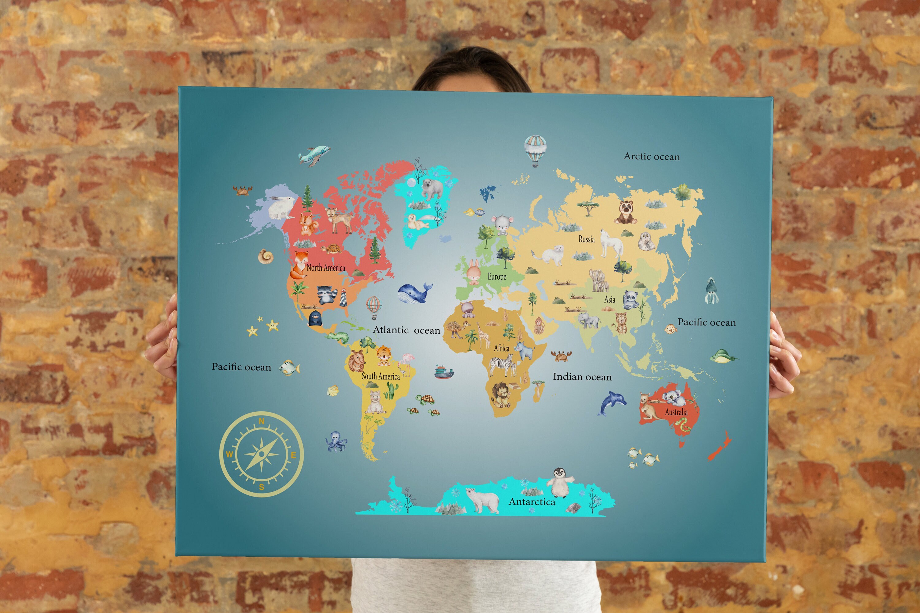 Kids World Map Printable - Etsy