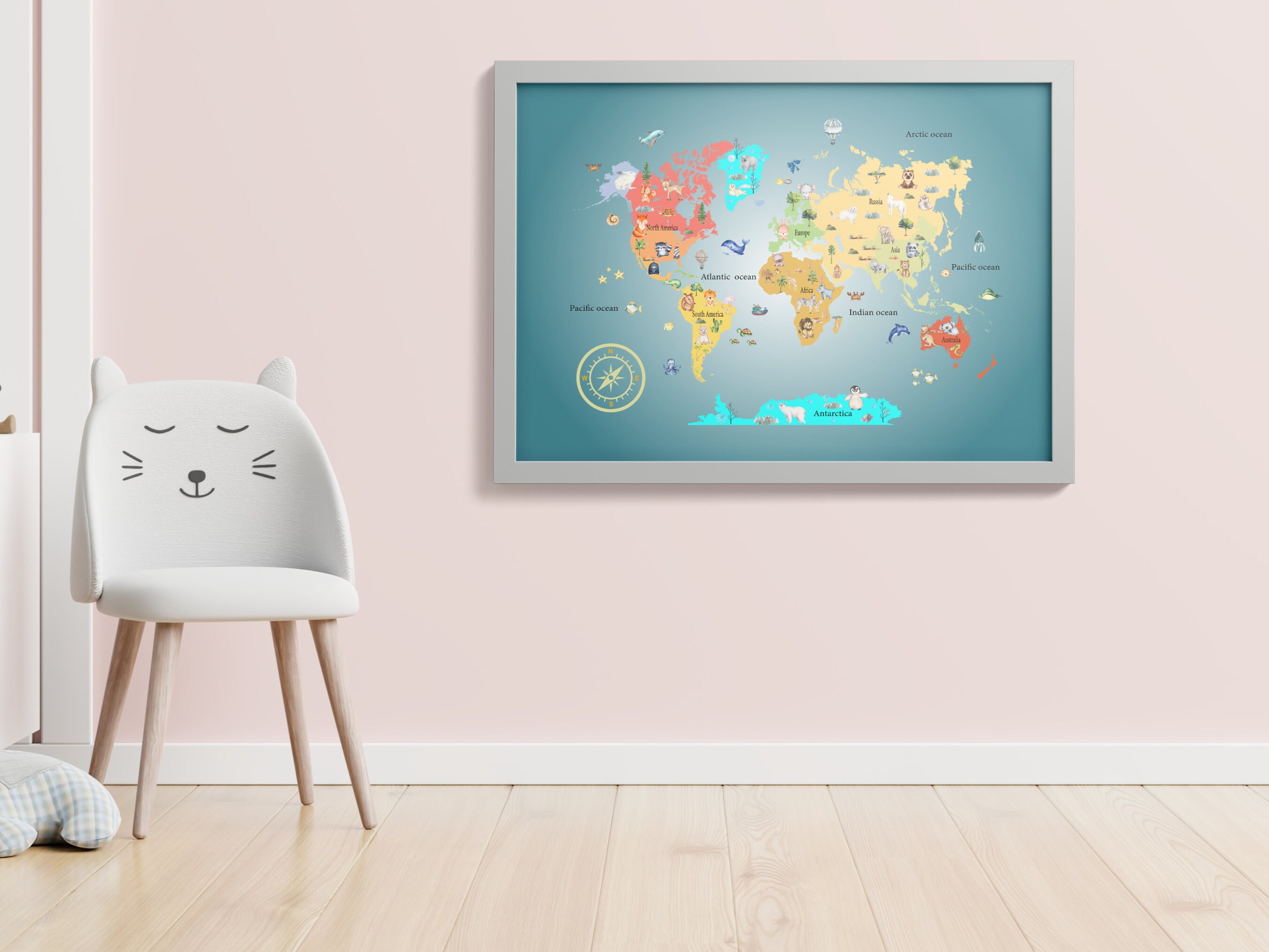 Kids World Map Printable - Etsy