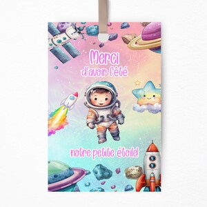 Fête dans l’Espace | Étiquettes Cadeaux Personnalisées | Anniversaire Fusée | Thème Astronaute Baby Shower