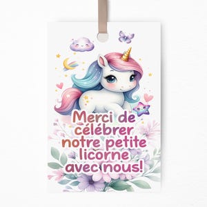 Etiquettes cadeaux licorne imprimables et personnalisables | Etiquettes cadeaux modifiables | Etiquettes de remerciement licorne