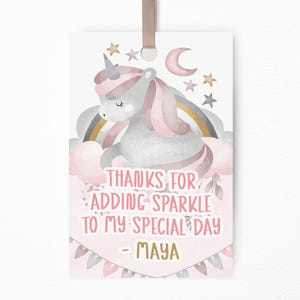 Etiquettes cadeaux licorne imprimables et personnalisables | Etiquettes cadeaux modifiables | Etiquettes de remerciement licorne